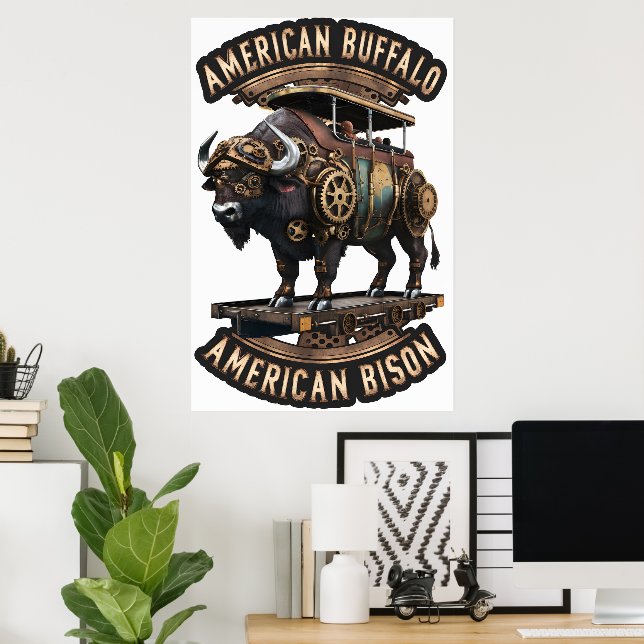 Steampunk Buffalo Poster (Home Office)