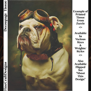Steampunk Bulldog Aviator Portrait FC4L Decoupage Tissue Paper