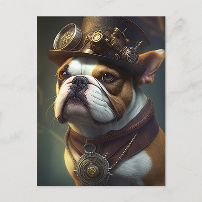 Steampunk Bulldog Postcard (Front)