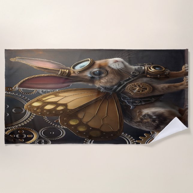 Steampunk Bunny Beach Towel (Front)