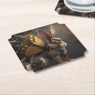 Steampunk Bunny Paper Coaster