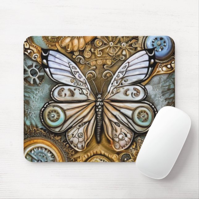 Steampunk Butterfly Mouse Pad (With Mouse)