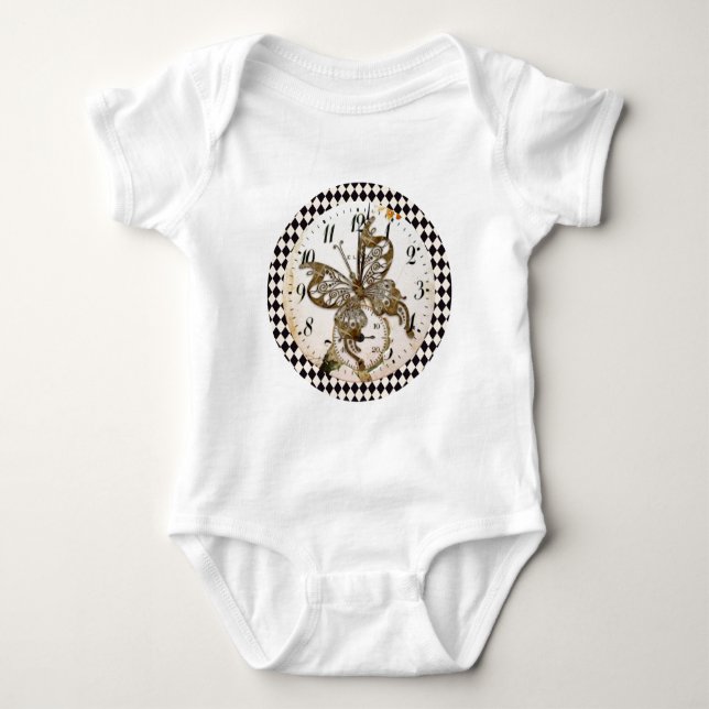 Steampunk Butterfly Round Baby Bodysuit (Front)