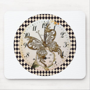 Steampunk Butterfly Round Mouse Pad