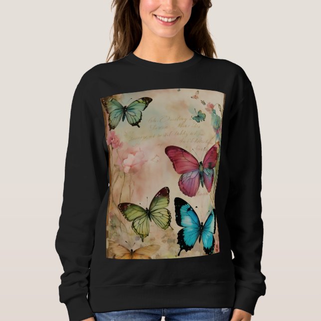 Steampunk Butterfly Skull – Luxury Abstract Street Sweatshirt (Front)