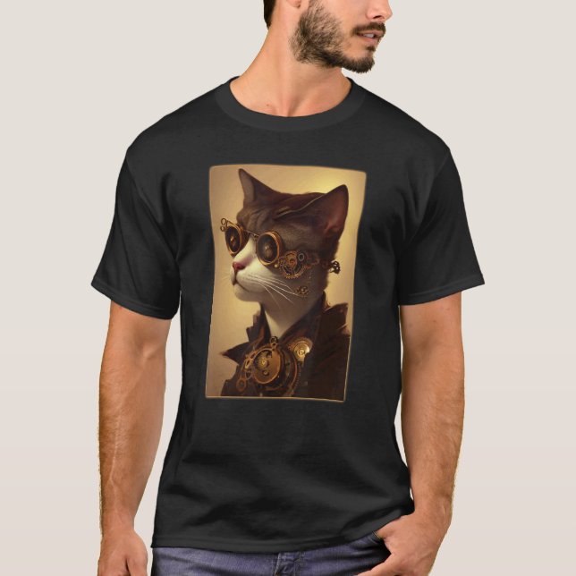 Steampunk Ca  Steampunk   Steampunk Cat T-Shirt (Front)