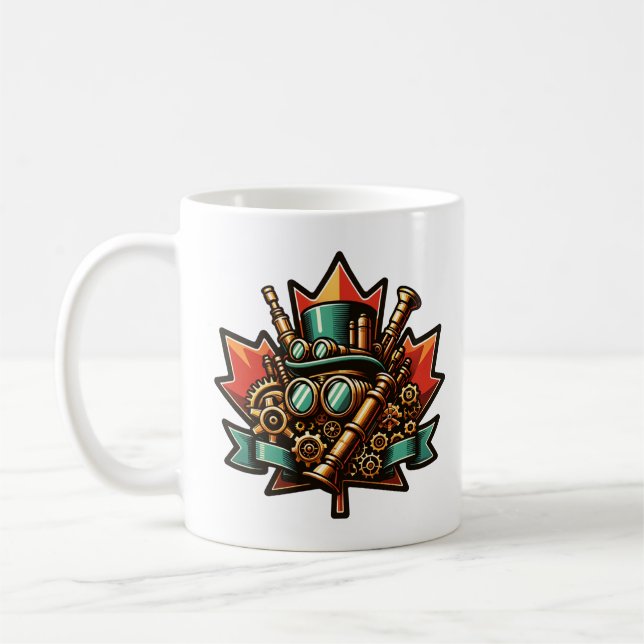 Steampunk Canada Day Coffee Mug (Left)