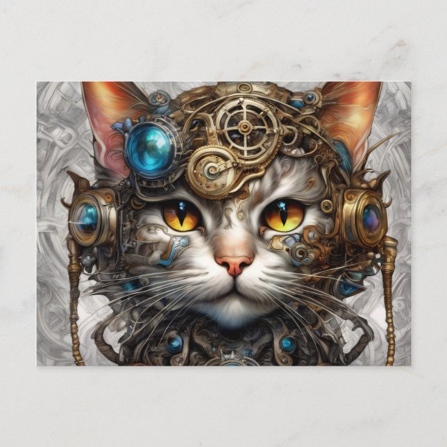 Steampunk Cat 1 Postcard (Front)