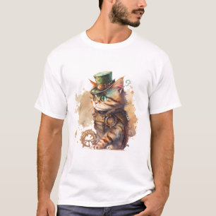 Steampunk Cat Adorable and Cute T-Shirt