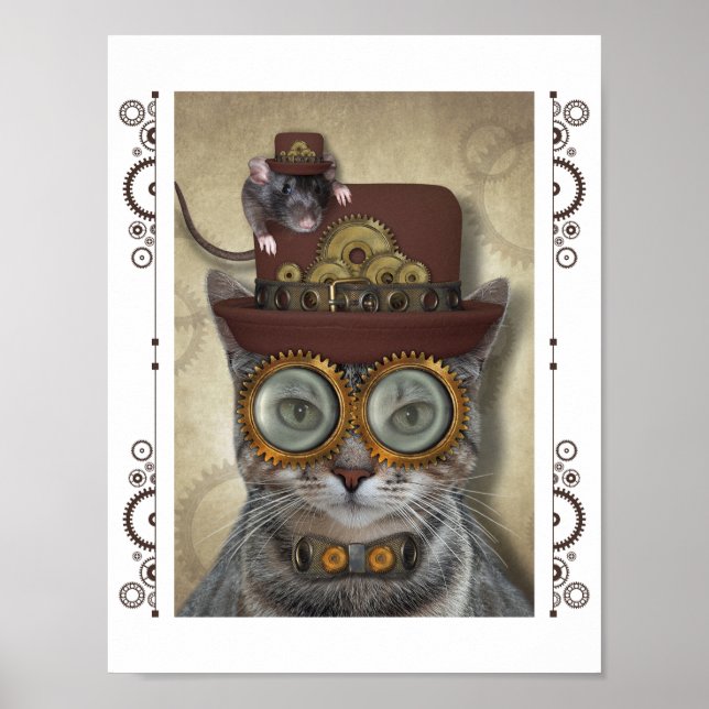 Steampunk Cat and Mouse Poster (Front)
