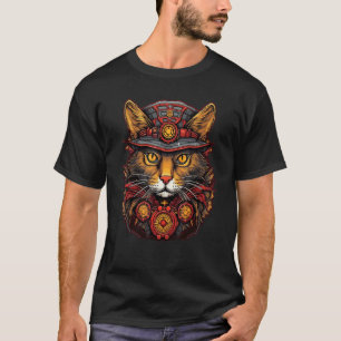 Steampunk Cat Artwork Graphic Design Cat  Fantasy  T-Shirt