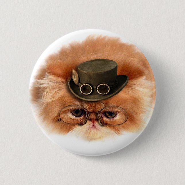 Steampunk Cat Button (Front)