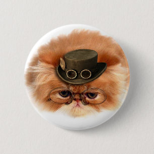 Steampunk Cat Button