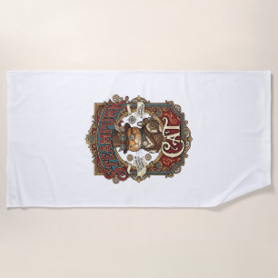 Steampunk Cat Cat Steampunk Vintage Beach Towel
