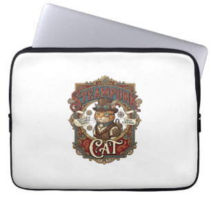 Steampunk Cat Cat Steampunk Vintage Laptop Sleeve