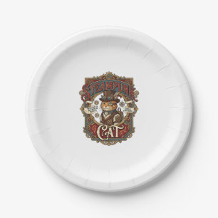 Steampunk Cat Cat Steampunk Vintage Paper Plate