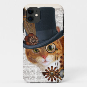Steampunk Cat on Dictionary Page Case-Mate iPhone Case