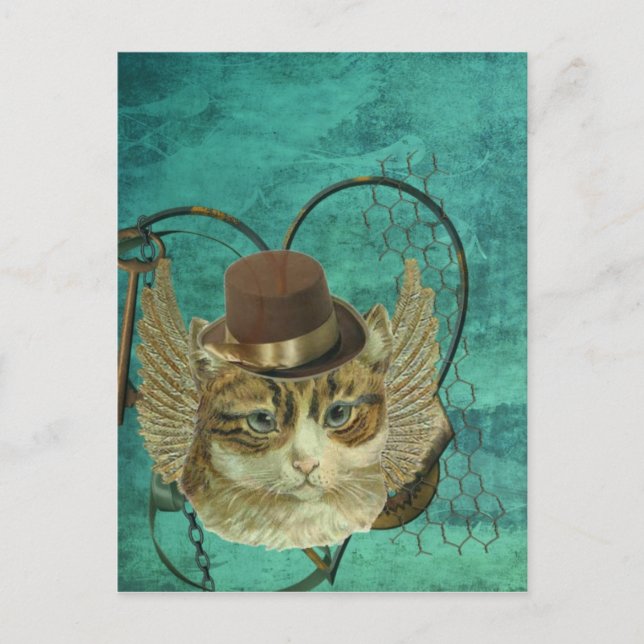 Steampunk cat postcard (Front)