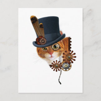 Steampunk Cat Postcard