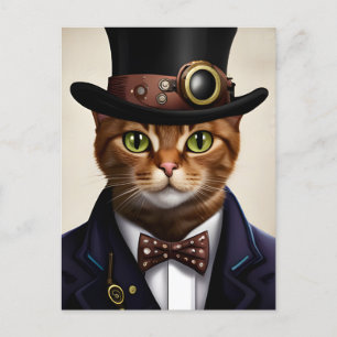 Steampunk Cat Postcard