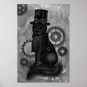 steampunk cat poster