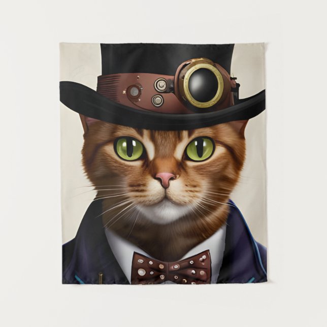 Steampunk Cat Tapestry (Front)