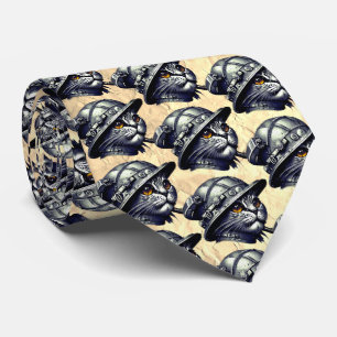 Steampunk Cat Tie – Vintage Sepia Style