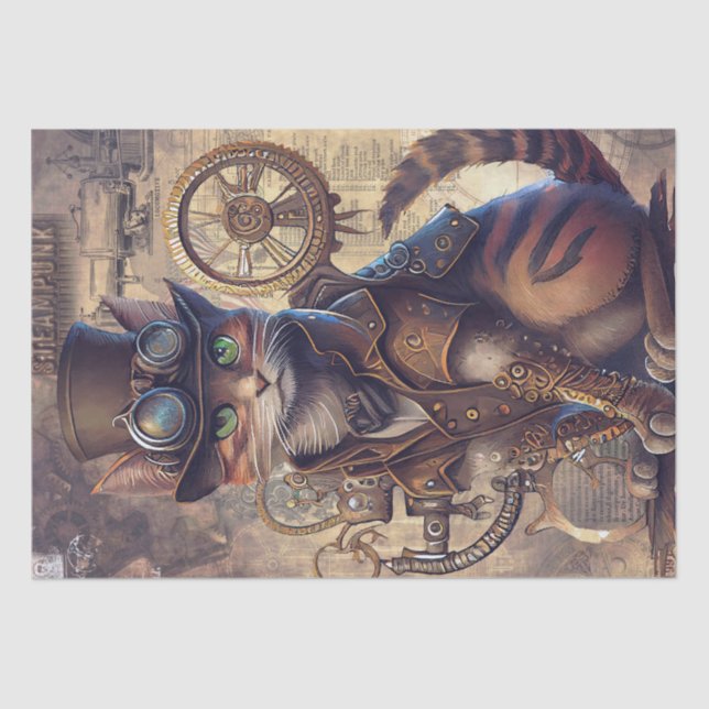 Steampunk Cat Tissue Paper (Front)