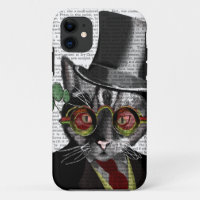 Steampunk Cat - Top Hat and red yellow glasses