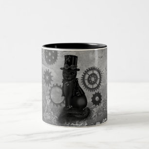 Steampunk Cat Two-Tone Coffee Mug