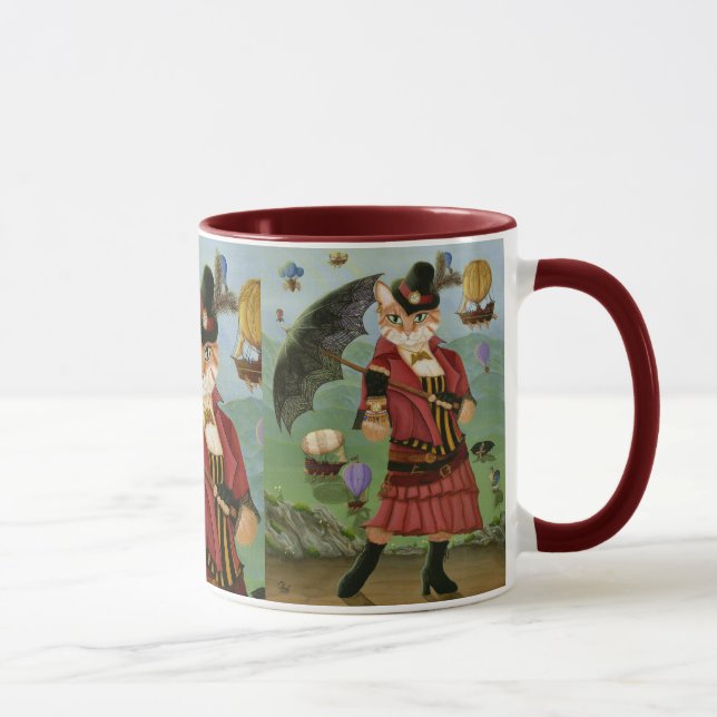 Steampunk Cat Victorian Gothic Fantasy Art Mug (Right)