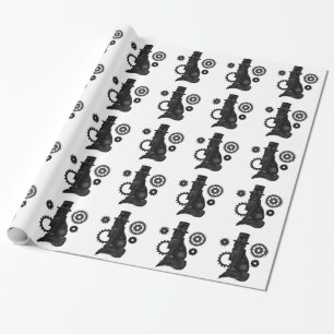 steampunk cat wrapped paper