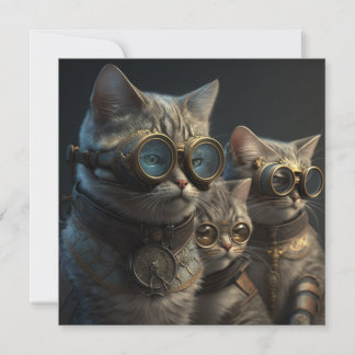 Steampunk cats card