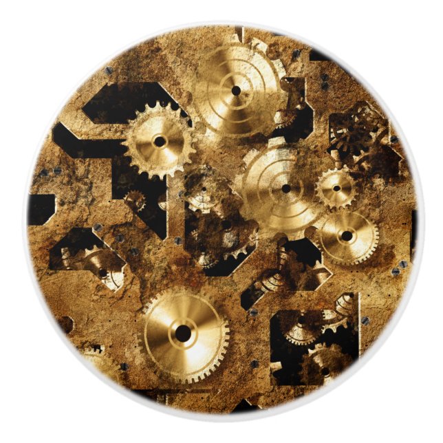 Steampunk Ceramic Knob (Front)