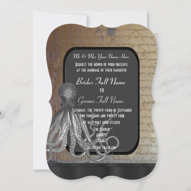 Steampunk chalkboard vintage style wedding invitation (Front)