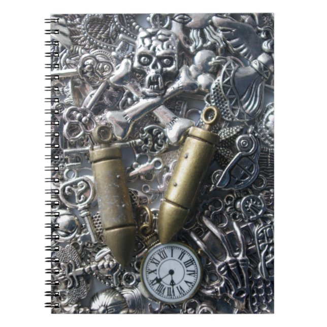 Steampunk charms spiral notebook (Front)