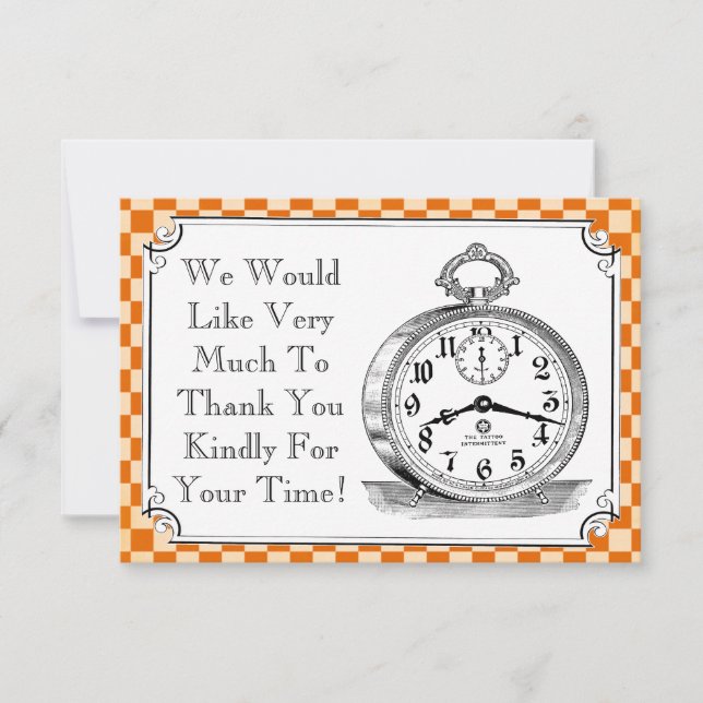 Steampunk Chequerboard Wedding Thank You Cards (Front)