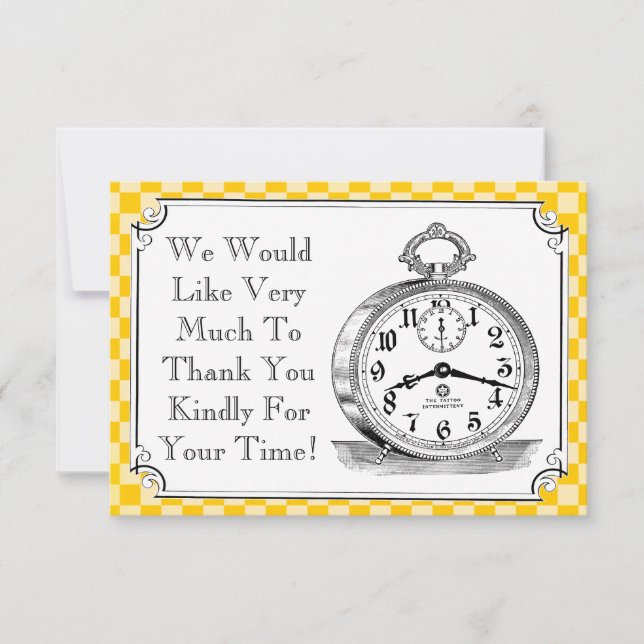 Steampunk Chequerboard Wedding Thank You Cards (Front)