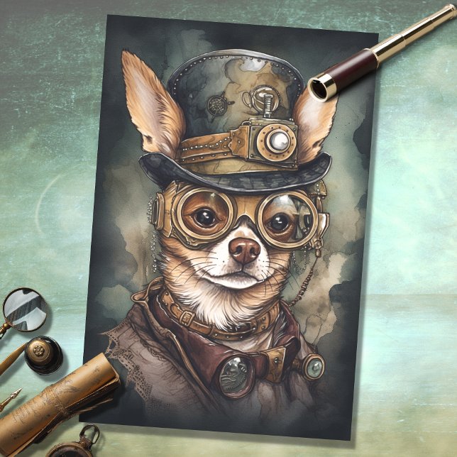 Steampunk Chihuahua 3 Decoupage Paper (Creator Uploaded)