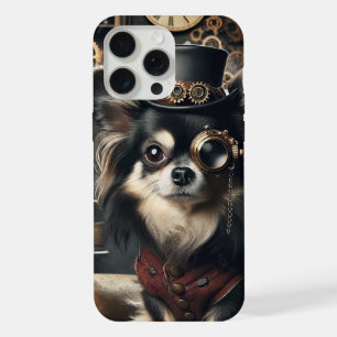 Steampunk Chihuahua Funny Long-Haired Chi iPhone 15 Pro Max Case