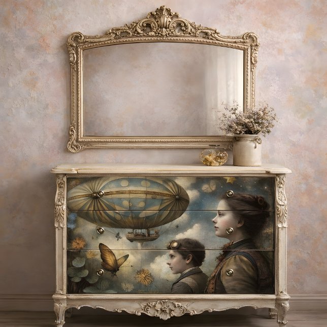 Steampunk Children Airship Decoupage Tissue Paper (Steampunk Children Airship Decoupage Tissue Paper)