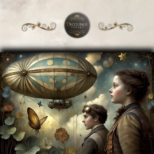 Steampunk Children Airship Tissue Paper