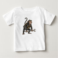 Steampunk Chimpanzee Mechanic with Industrial Wren