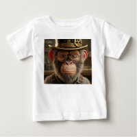 Steampunk Chimpanzee Portrait in Top Hat and Golde