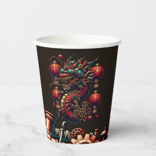Steampunk Chinese New Year Dragon Paper Cups