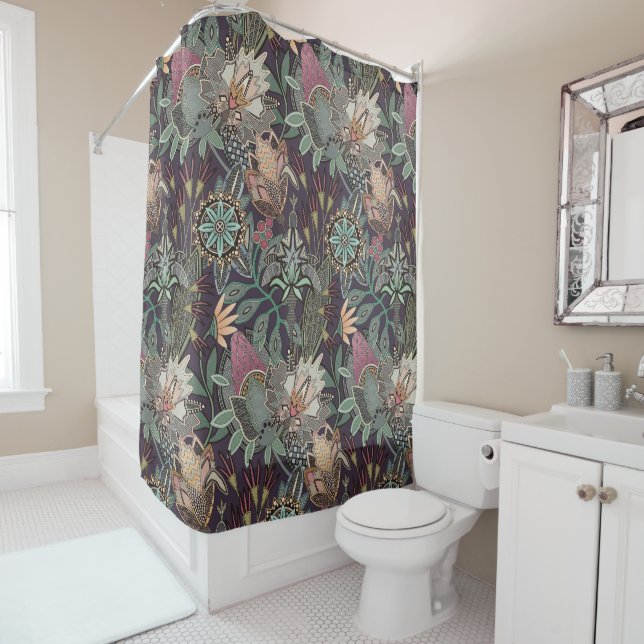 steampunk chintz grape shower curtain (In Situ)
