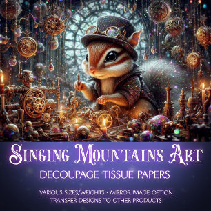 Steampunk Chipmunk Mechanical Dream Decoupage Tissue Paper