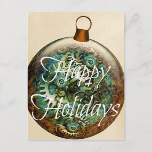 Steampunk Christmas Ornament Holiday Postcard