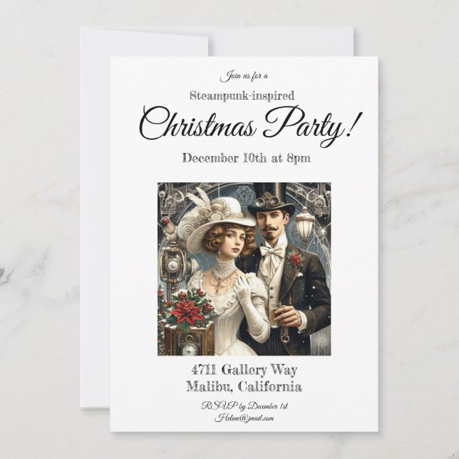 Steampunk Christmas Party Invitation (Front)