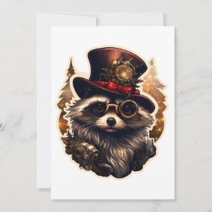 Steampunk Christmas Racoon Invitation